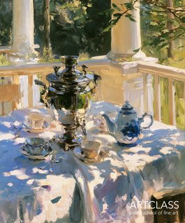 Oil painting marathon "Tea on the Veranda" 🌿