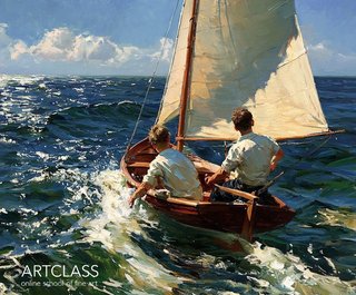 New oil painting marathon — "Under Sail" 🌊☀️